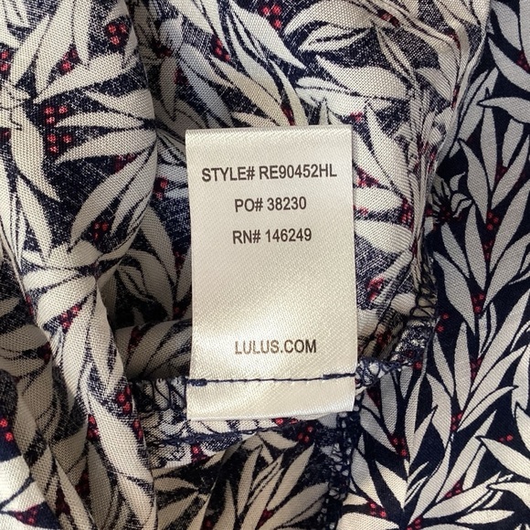 Lulus Dondi Navy Blue & White Tie Front Split Back Romper Style RE90452HL XL NWT - Picture 8 of 10